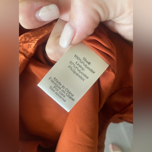 Ronny Kobo Carissa brownish orange jacquard ruffle deep v mini dress - Picture 5 of 5